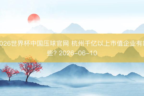 2026世界杯中国压球官网 杭州千亿以上市值企业有哪些? 2026-06-10