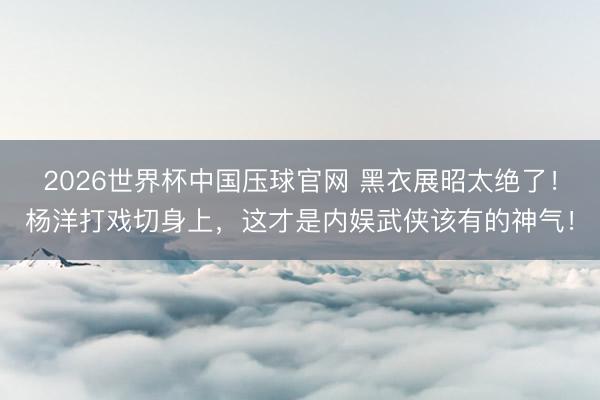 2026世界杯中国压球官网 黑衣展昭太绝了！杨洋打戏切身上，这才是内娱武侠该有的神气！