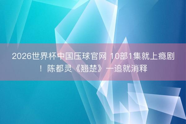 2026世界杯中国压球官网 10部1集就上瘾剧！陈都灵《翘楚》一追就消释