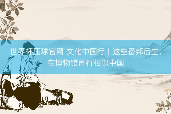 世界杯压球官网 文化中国行｜这些番邦后生，在博物馆再行相识中国