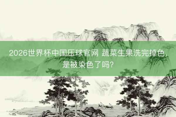 2026世界杯中国压球官网 蔬菜生果洗完掉色，是被染色了吗？
