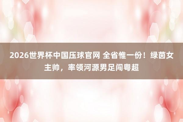 2026世界杯中国压球官网 全省惟一份！绿茵女主帅，率领河源男足闯粤超