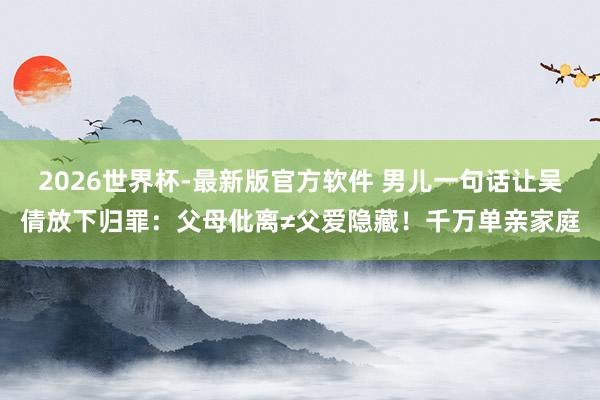 2026世界杯-最新版官方软件 男儿一句话让吴倩放下归罪：父母仳离≠父爱隐藏！千万单亲家庭