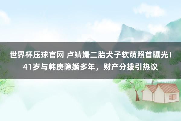 世界杯压球官网 卢靖姗二胎犬子软萌照首曝光！41岁与韩庚隐婚多年，财产分拨引热议